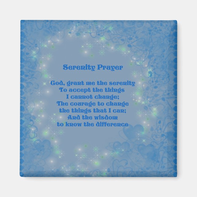 Imã Serenity Prayer Blue Hearts Inspirational Magnet (Frente)