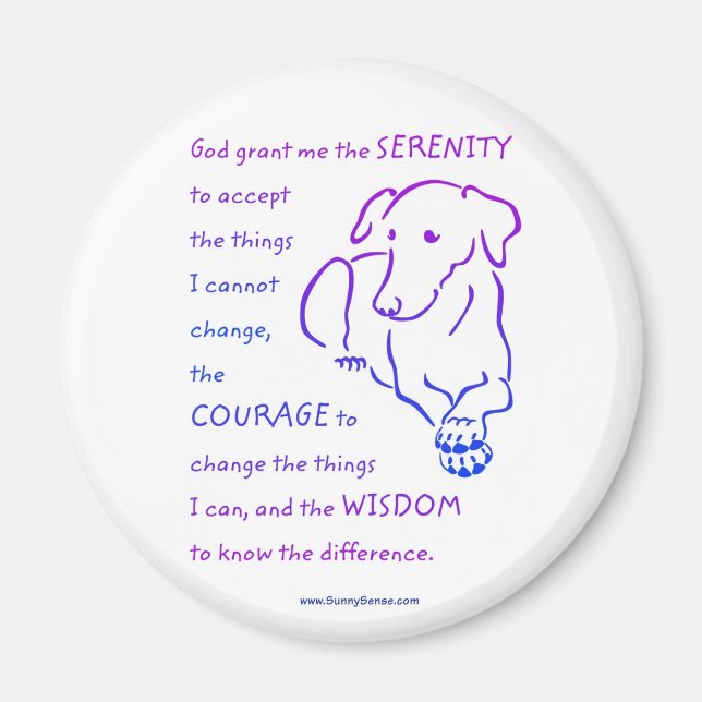 Imã Serenity Prayer com Ímanes de cão (Frente)