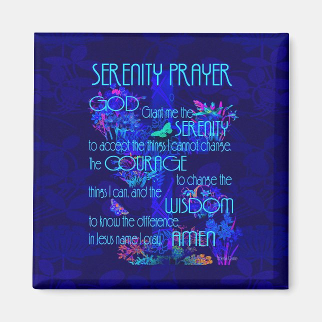 Imã Serenity Prayer em Azul (Frente)