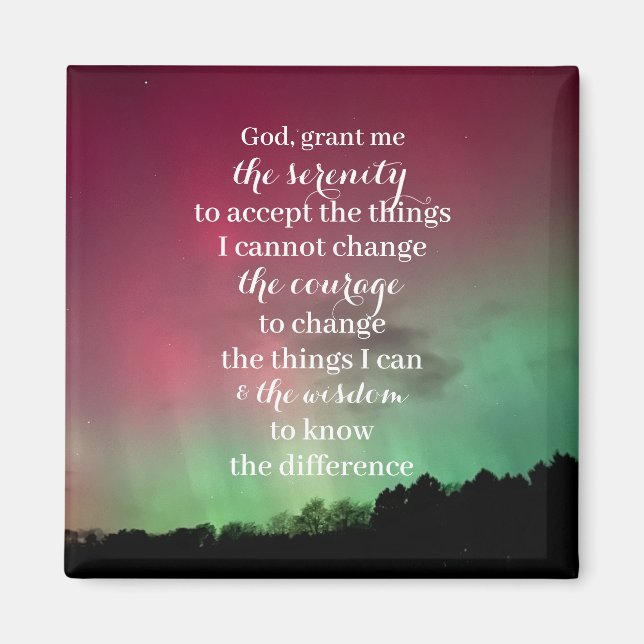 Imã Serenity Prayer Magnet with Aurora Background (Frente)