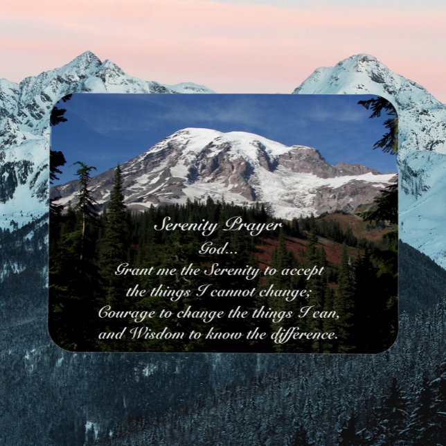 Ímã Serenity Prayer Mount Rainier Photo (Mountains Background)