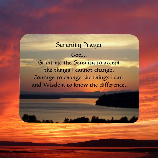 Ímã Serenity Prayer Orange Seascape Sunset (Sunset Background)