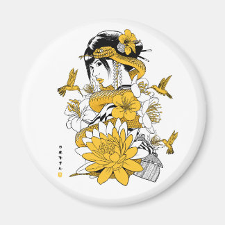 Imã Serpiente amarilla con geisha