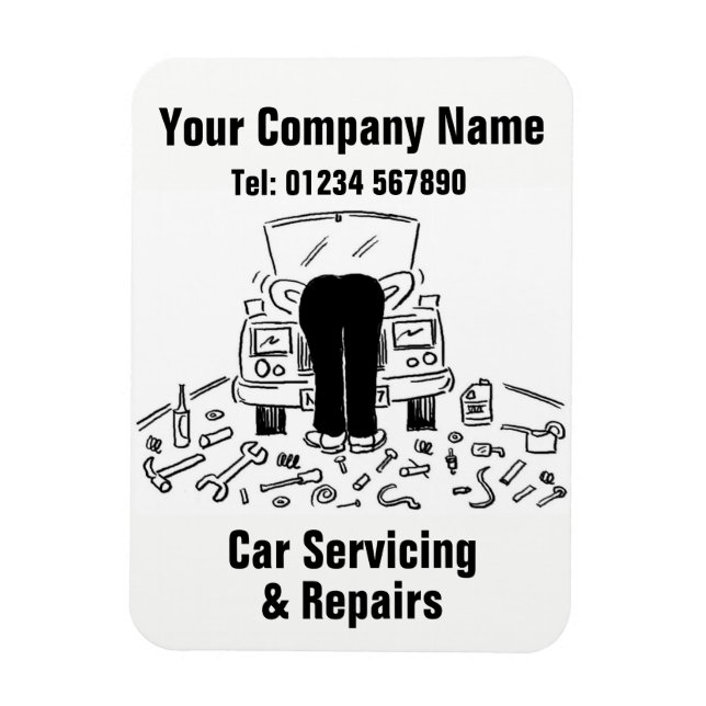 Ímã Serviço e Reparos de Carros de Desenho Animado (Vertical)