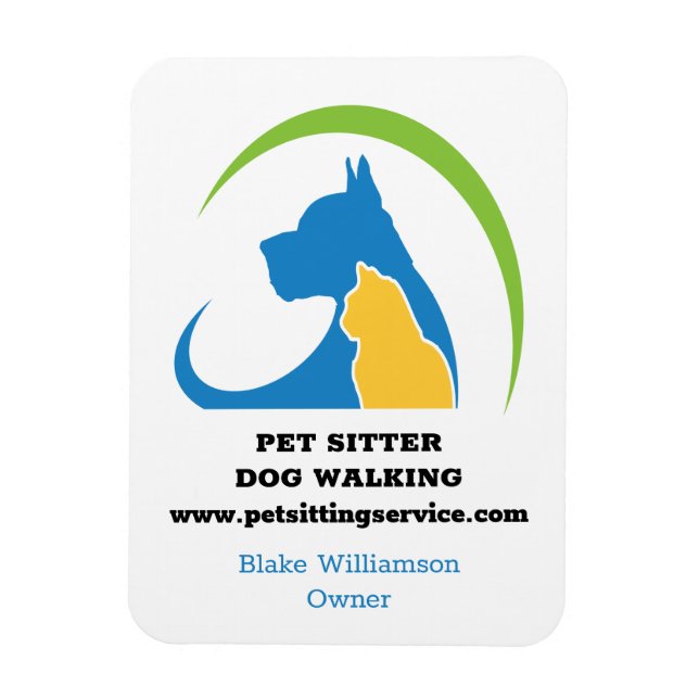 Ímã Serviço Pet Sitter Dog Walking (Vertical)