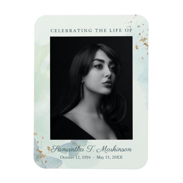 Ímã Serviços Funerais da Borboleta Verde (Vertical)