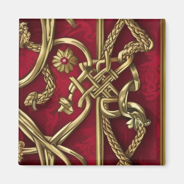 Imã Serviette en papier médiévale rouge et or (Frente)