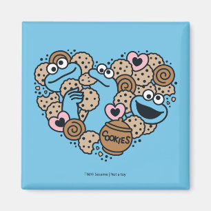 Imã Sésamo Sésamo Cookie Monster Doodle Heart