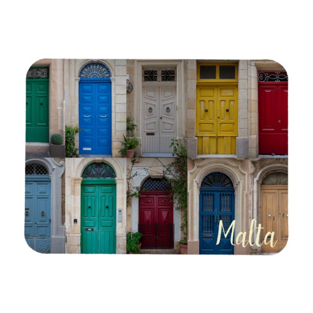 Ímã Set of colorful front doors in Malta (Horizontal)