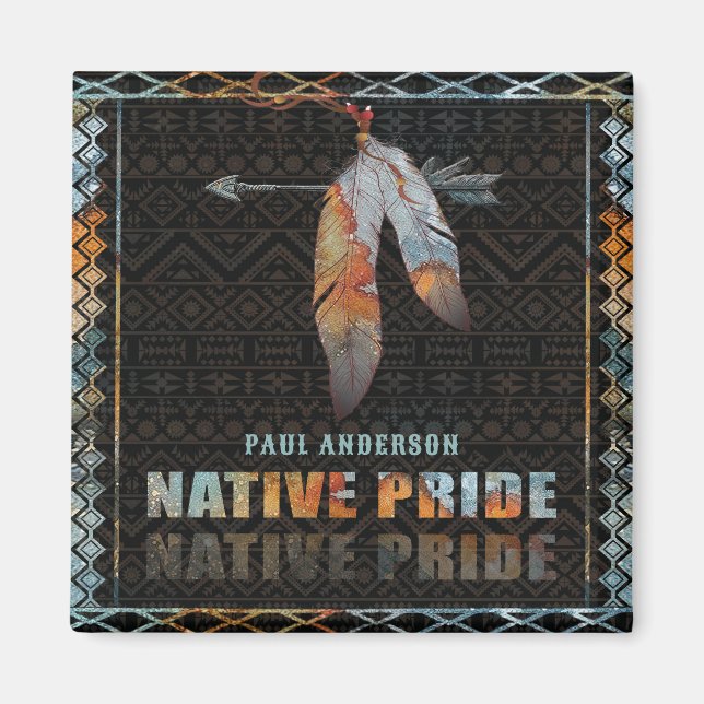 Imã Seta Tribal de Pena Indiana do Orgulho Nativo (Frente)