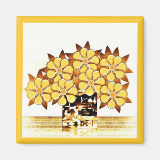 Imã Sete flores e ímã amarelo vase