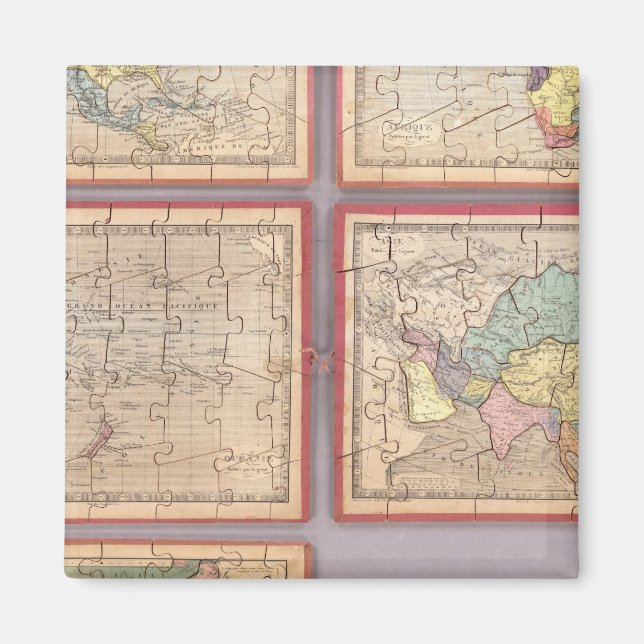 Imã Sete Mapas Quebra-cabeça do Mundo (Frente)