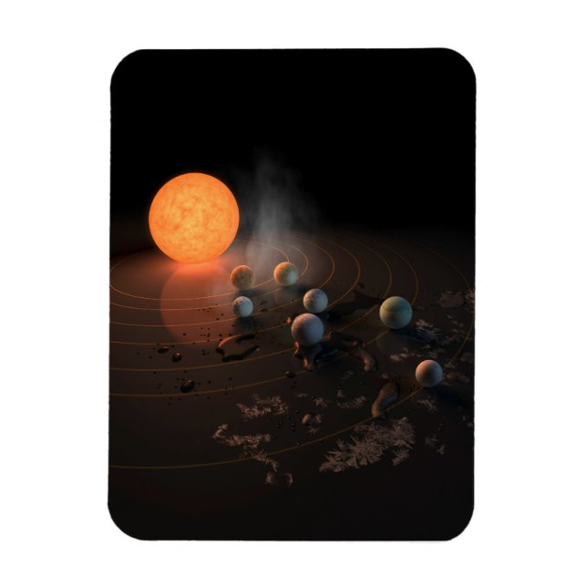 Ímã Sete planetas em órbita em torno da estrela. (Vertical)