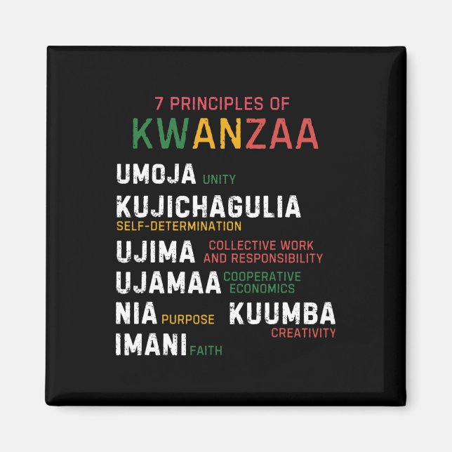 Imã Sete Princípios De Kwanzaa Happy Kwanzaa (Frente)