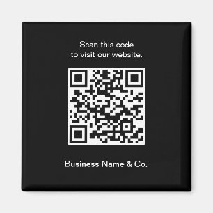 Imã Seu código QR Black White Promocional Business