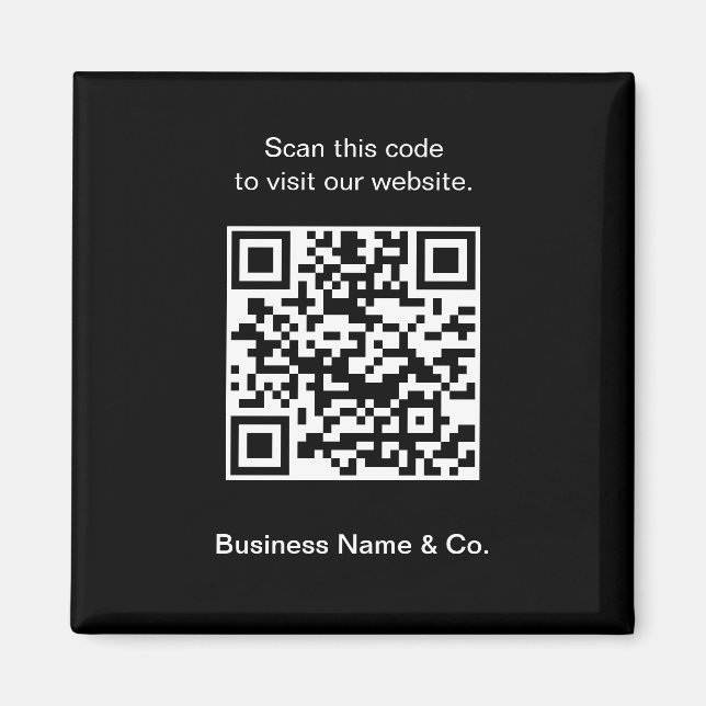 Imã Seu código QR Black White Promocional Business (Frente)