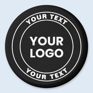 Imã Seu logotipo carregado + texto circular em negrito