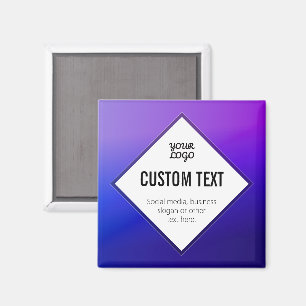 Imã Seu Logotipo e Texto Personalizável Roxo Ombre