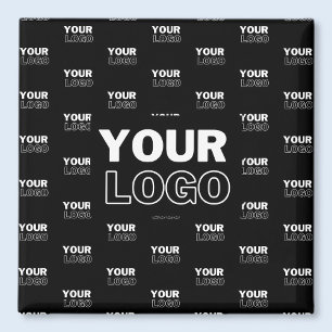 Imã Seu Logotipo & Fundo Logotipo Repetitivo Preto