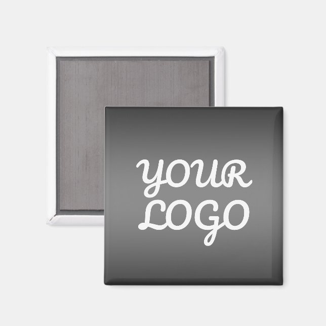 Imã Seu logotipo & Moderno Ombre Simples | Cinza Escur (Front/Back)