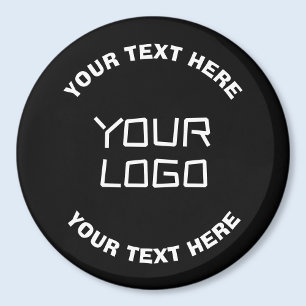 Imã Seu logotipo ou imagem e texto editável Preto e