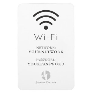 Ímã Seu Logotipo - Sinal branco minimalista de Wi-Fi