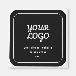 Imã Seu Logotipo & Slogan ou outro texto Preto & Bra