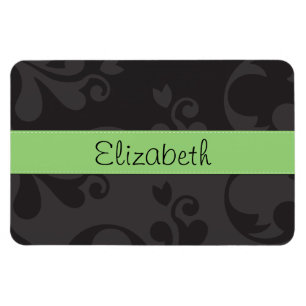 Ímã Seu Nome - Damask, Ornaments, Swirls - Cinza Black