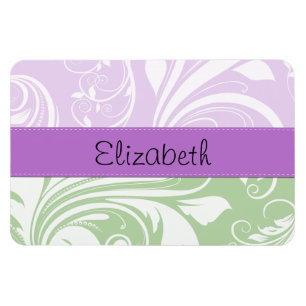 Ímã Seu Nome - Damask, Ornaments, Swirls - Verde