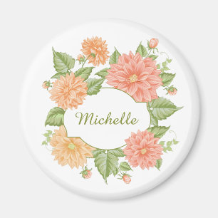 Imã Seu nome em um ímã de quadro de flores