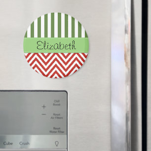 Imã Seu Nome - Padrão Zigzag, Chevron - Vermelho Bran