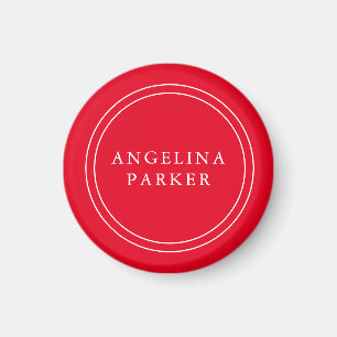 Imã Seu Nome Vermelho Minimalista Moderno Simples