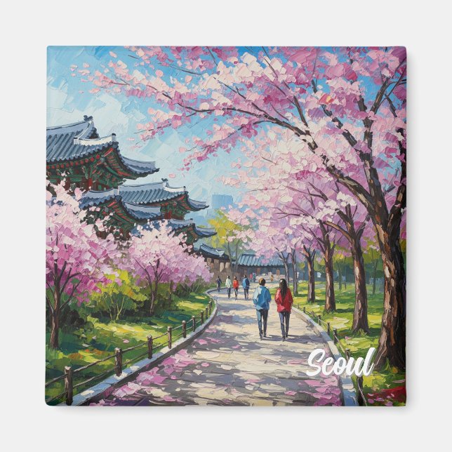 Imã Seul Coreia do Sul - Cherry Blossoms (Frente)