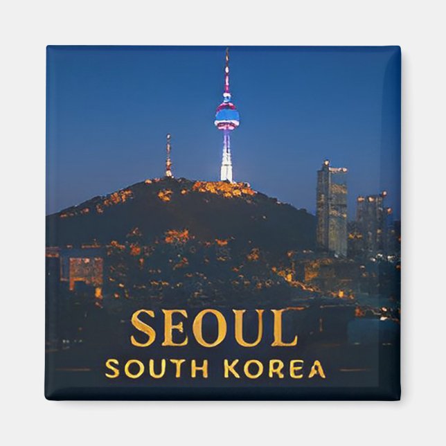 Imã ✈️ Seul Coreia do Sul Presente de Viagem 🌆 (Frente)