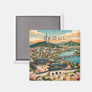 Imã Seul Coreia do Sul Viagem Arte Vintage