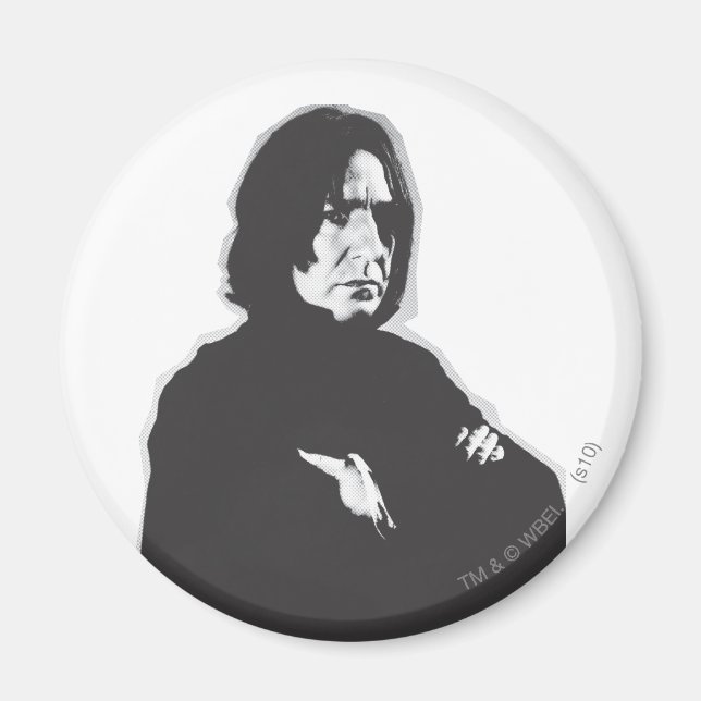 Imã Severus Snape Braços Cruzados Preto e Branco (Frente)