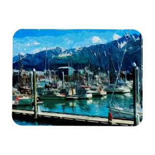 Ímã Seward Harbour Alaska Abstrato Impressionism