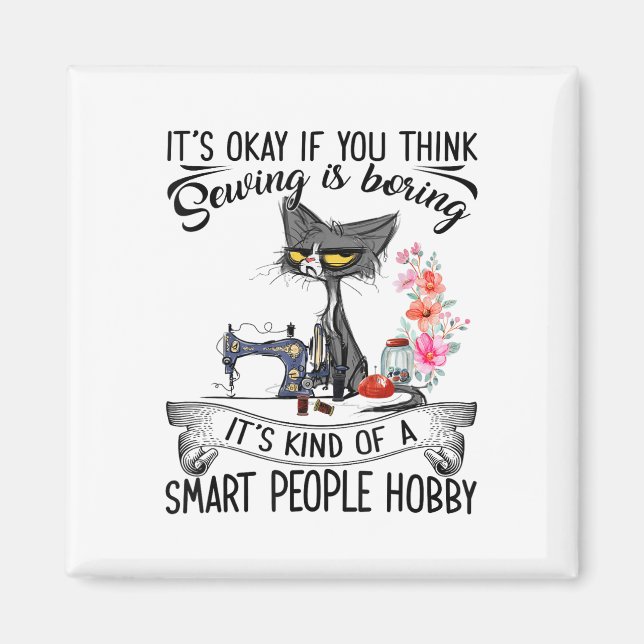 Imã Sewing Machine Craft Quilting Sewer Cat Sewing  (Frente)
