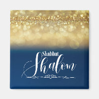 Shabbat Shalom Blue Glitter Sparkle Glam Luxe