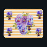 Ímã Shabby Chic Pink Pansy Floral Yellow Stripe Magnet<br><div class="desc">Shabby Chic Pink Dot Pansy Floral Yellow Stripe Magnet. Using beautiful original watercolor paintings,  I painted from the flowers in my own garden. This kitchen towel is a must for any garden or flower lover!</div>