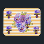 Ímã Shabby Chic Pink Pansy Floral Yellow Stripe Magnet<br><div class="desc">Shabby Chic Pink Dot Pansy Floral Yellow Stripe Magnet. Using beautiful original watercolor paintings,  I painted from the flowers in my own garden. This kitchen towel is a must for any garden or flower lover!</div>