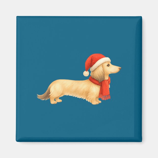 Imã Shaded Cream Christmas Dachshund Dog Mom Funny Cut (Frente)