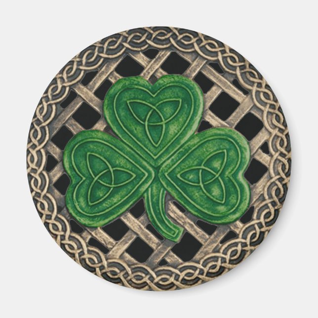 Imã Shamrock and Celtic Knos Magnet Black (Frente)