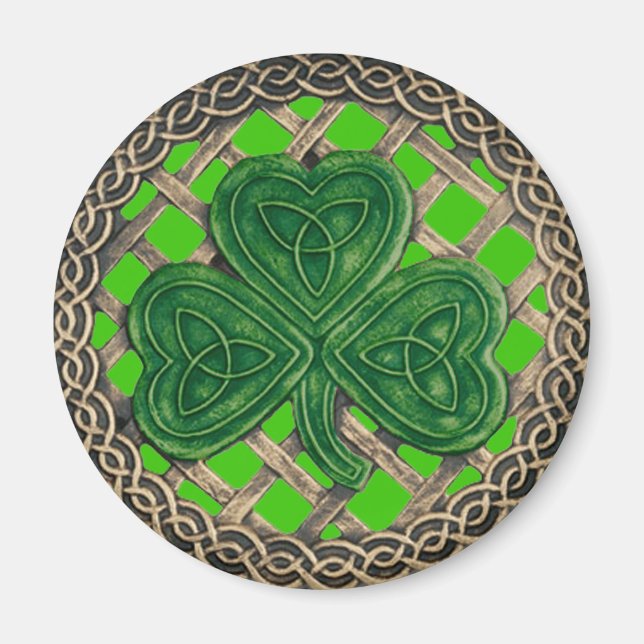 Imã Shamrock and Celtic Knos Magnet Green (Frente)