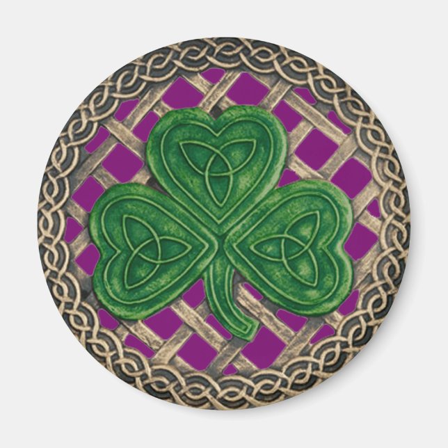 Imã Shamrock and Celtic Knos Magnet Purple (Frente)