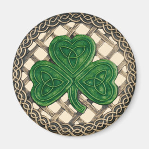 Imã Shamrock and Celtic Knot Magnet Beige
