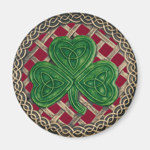 Imã Shamrock and Celtic Knots Magnet Red