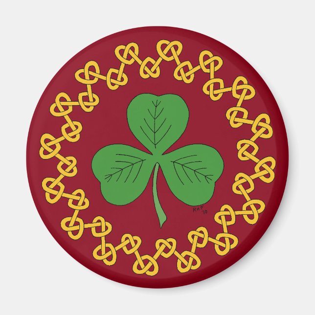 Imã Shamrock and Knotwork on Red (Frente)