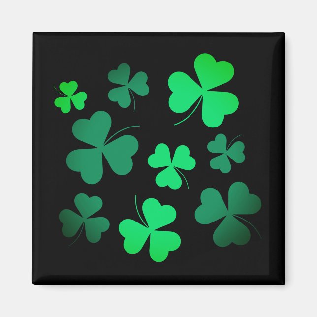 Imã Shamrock Clover Ireland Modern Green & Black (Frente)
