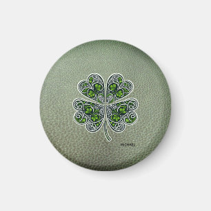 Imã Shamrock Colover  Dia de São Patrício Verde Couro 